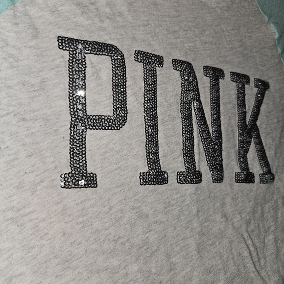 PINK Victoria's Secret Kids Raglan Sleeve Shirt - Gray and Blue - Picture 6 of 9